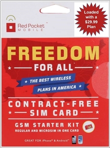 WHOLESALE RED POCKET GSM-ATT $29.99 PRE-LOADED SIM DUAL-CUT STANDARD & MICRO