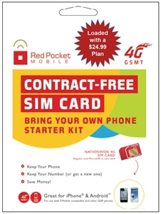 WHOLESALE RED POCKET GSM-TMOB SIM $24.99 PRE-LOADED DUAL-CUT